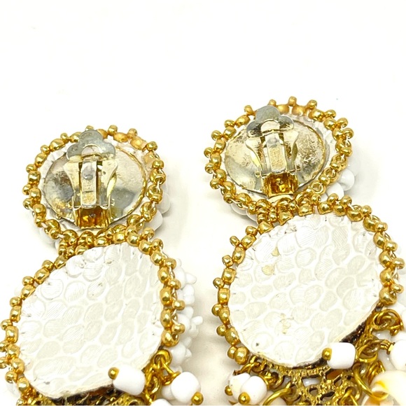 New Anthropologie Rock + Bone Alexi Clip On Shell Earrings Beach Coastal - Picture 7 of 8